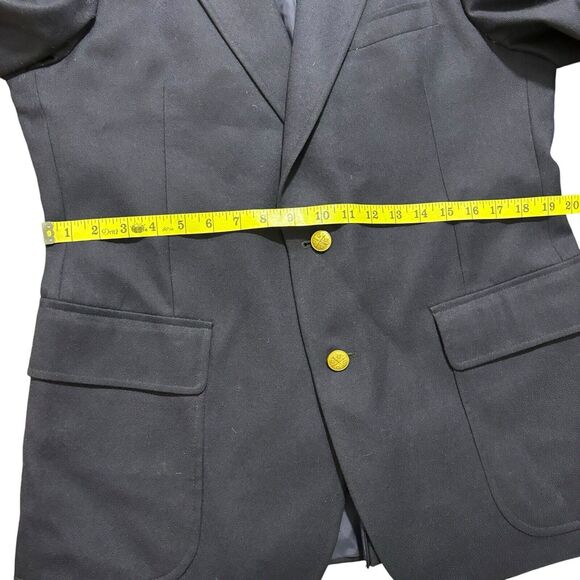 English Manor Men’s 41 R Jacket Blazer 100% Wool Gold Buttons Navy Blue Vintage - Picture 5 of 10